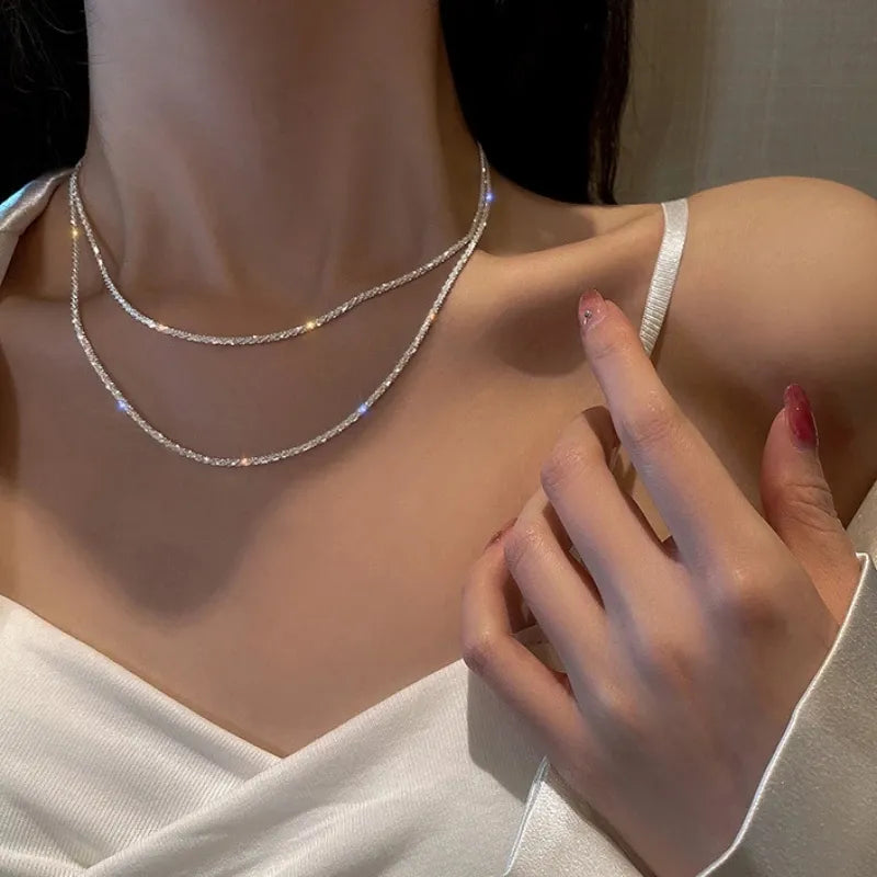 Sparkling Clavicle Chain Necklace - Horizon